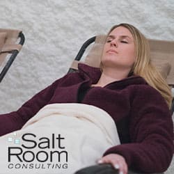 A young woman relaxing in a salt room
